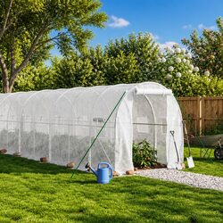 White Greenhouse with Steel Frame 8x2x2m, 16m²