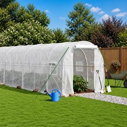 Robust White Greenhouse with Steel Frame 20 m²