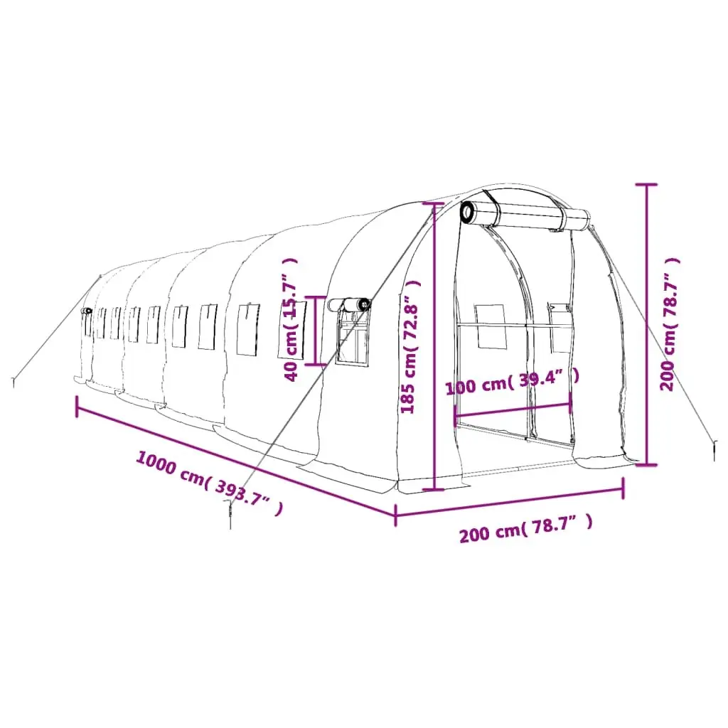 White Greenhouse with Steel Frame 20 m²