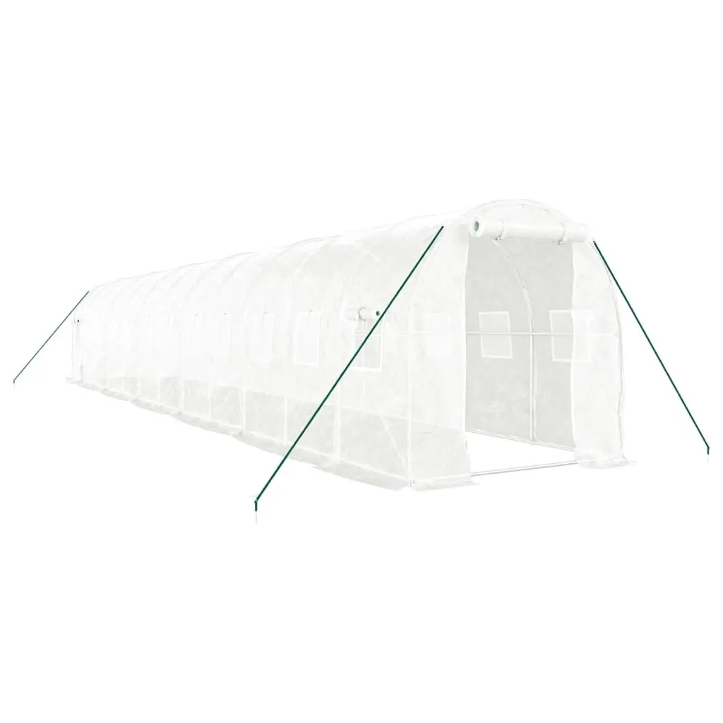 Greenhouse Steel Frame PE Cover 24 m² White Portable Outdoor Plant House