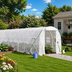 Durable White Greenhouse with Steel Frame 32m²
