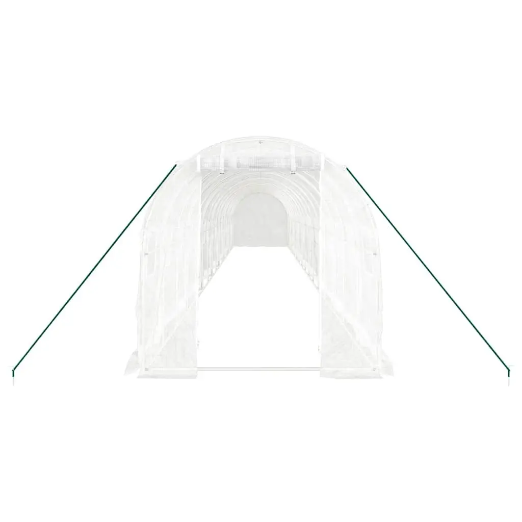 Greenhouse Steel Frame 16x2x2m White PE Cover 32m²