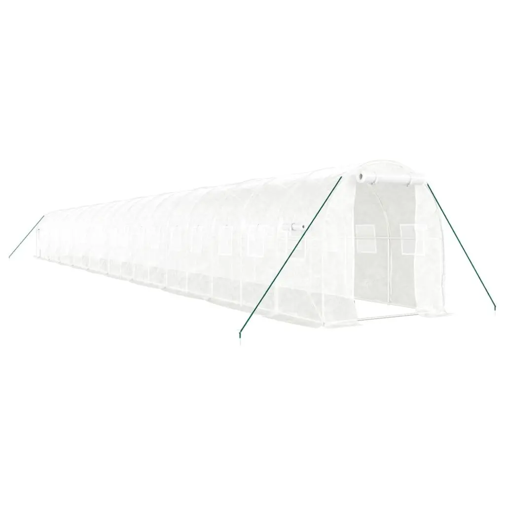 Greenhouse Steel Frame PE Cover 20x2x2m White
