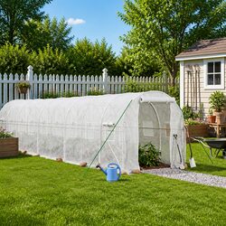 Durable White Greenhouse with Steel Frame - 44 m²