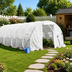 Sturdy Greenhouse with Steel Frame White 10x3x2m 30sqm