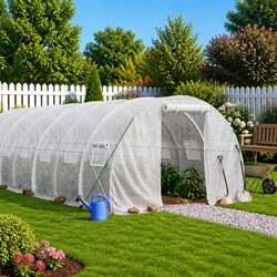 Robust 14x3x2m Greenhouse with Steel Frame and PE Cover