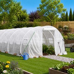 Sturdy White Steel Frame Greenhouse 18x3x2m with PE Cover