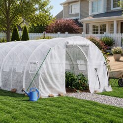 White Steel Frame Greenhouse 60 m² for Outdoor Use