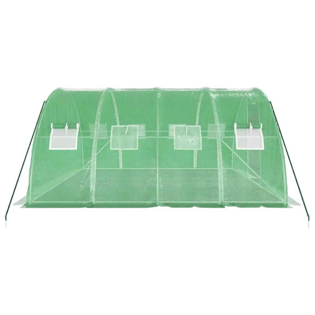 Greenhouse Steel Frame PE Cover 4x4x2m Green Durable Weather Resistant Garden Plant House