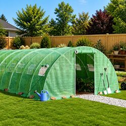 Durable 32m² Greenhouse with Steel Frame and PE Cover