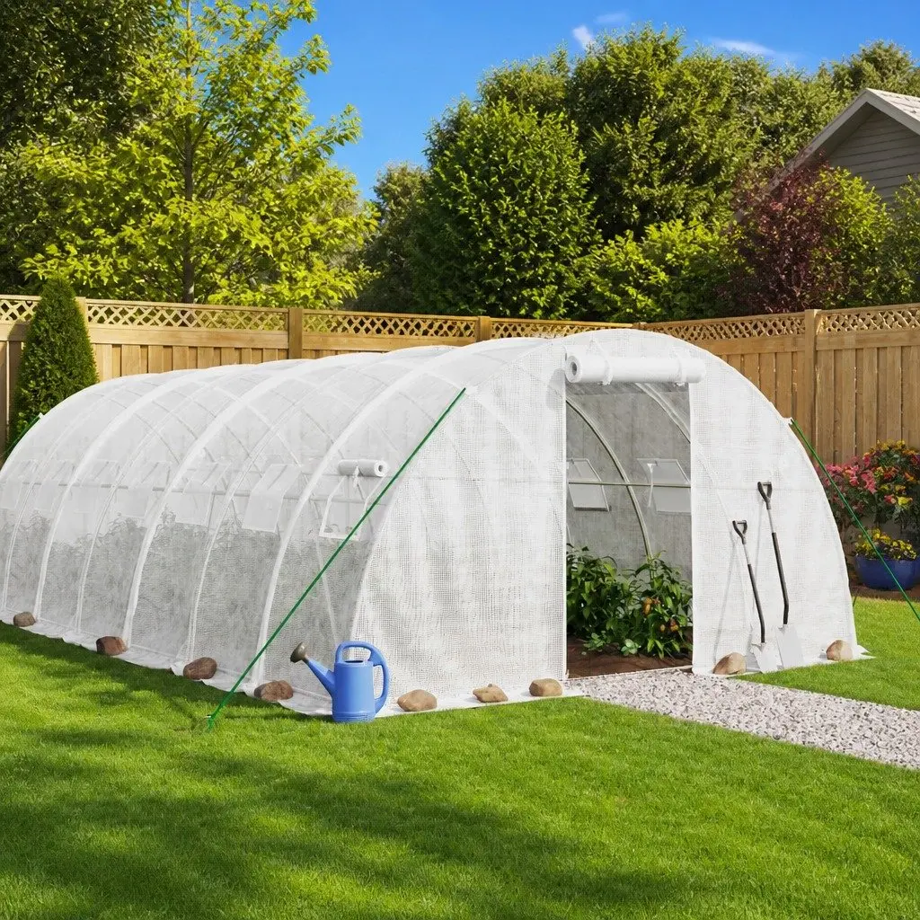 32m² Greenhouse with Steel Frame and UV Protection