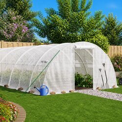 Premium 48m² Greenhouse with Steel Frame and White Cover