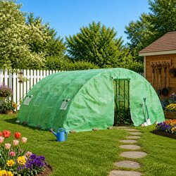 Durable Greenhouse 20m² with Steel Frame and Roll-up Door