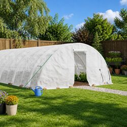 40 m² White Steel Frame Greenhouse for Gardening