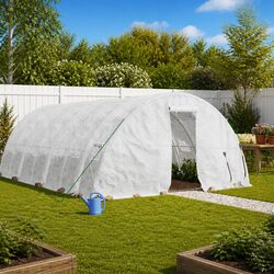 Durable 10x5x2.3m White Steel Frame Greenhouse