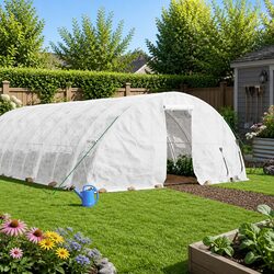 Durable Greenhouse 20x5x2.3m with White Steel Frame