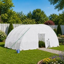 Durable Greenhouse with White Steel Frame 6x4x2.85m