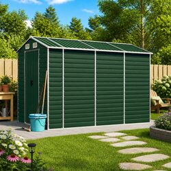 Durable Green Garden Shed 191x300x198 cm for Outdoor Use