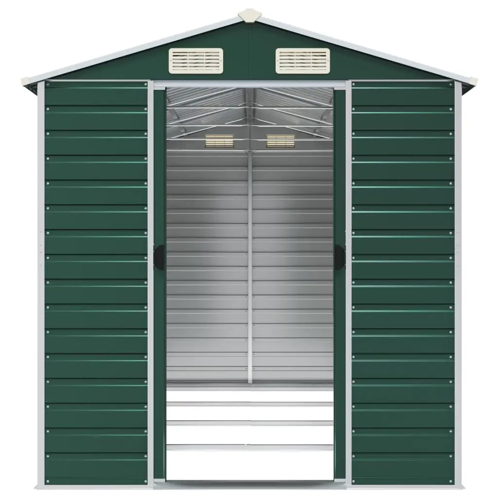 Green Galvanised Steel Garden Shed 191x385x198cm