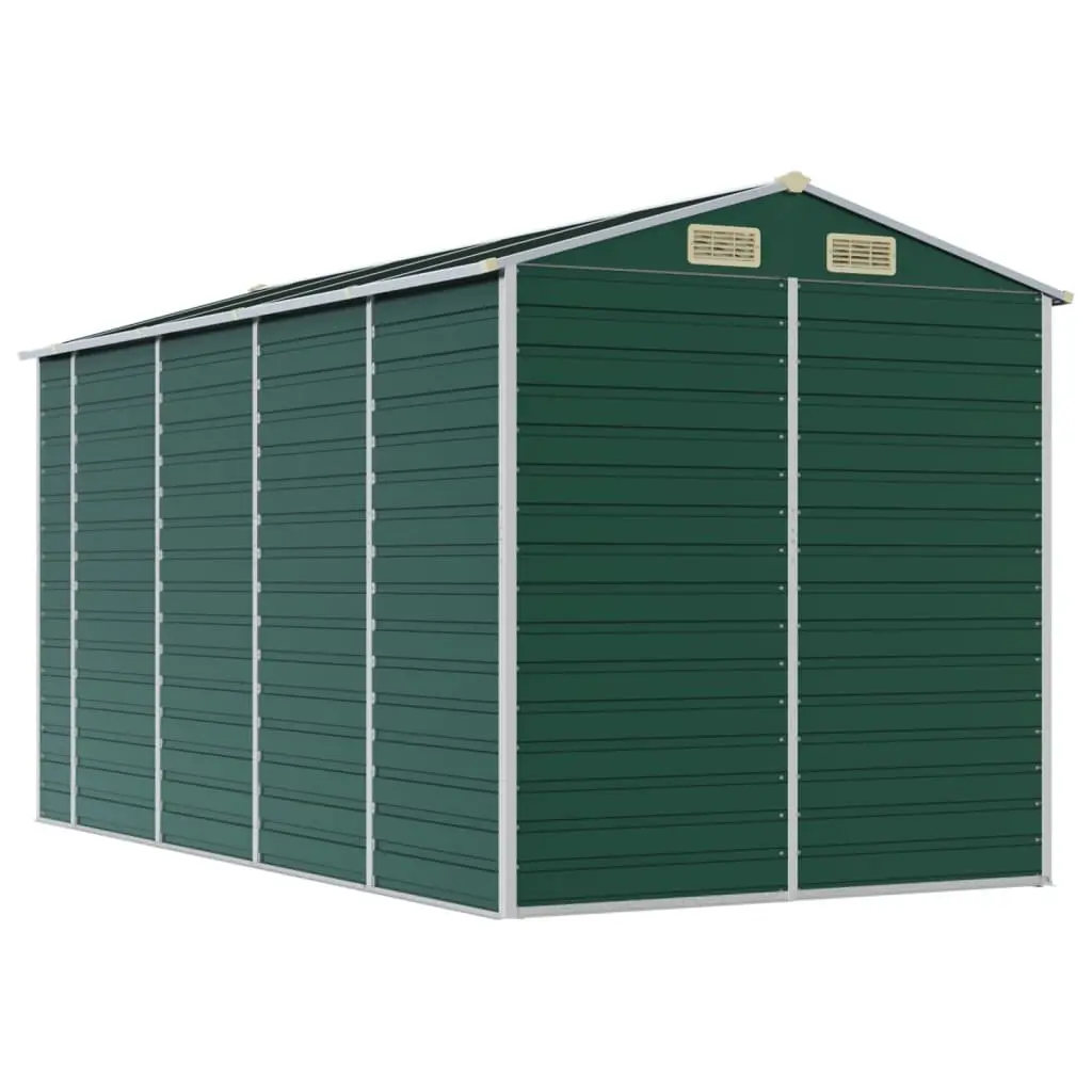 Green Galvanised Steel Garden Shed 191x385x198cm
