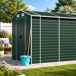 Robust Green Garden Shed 191x640x198 cm Steel Storage