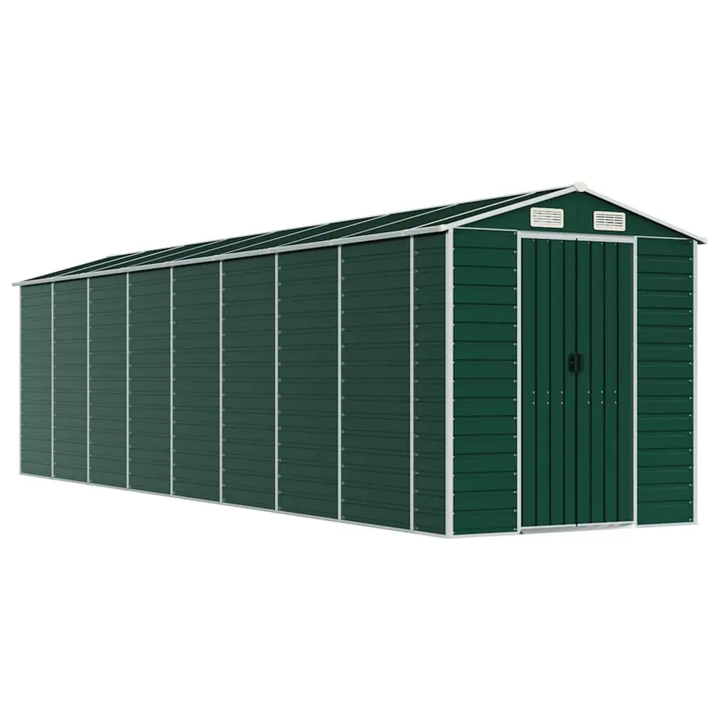 Green Galvanised Steel Garden Shed 191x725x198cm