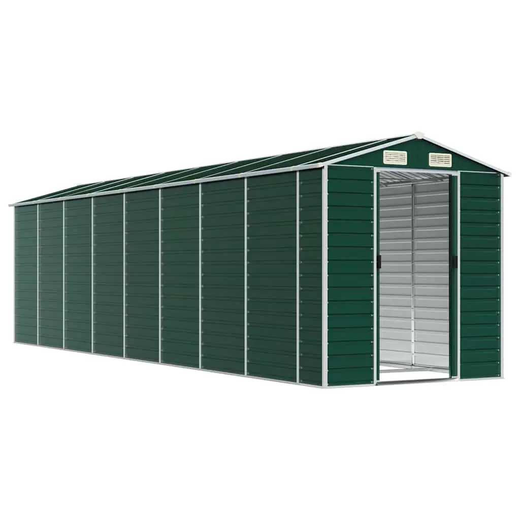 Green Galvanised Steel Garden Shed 191x725x198cm