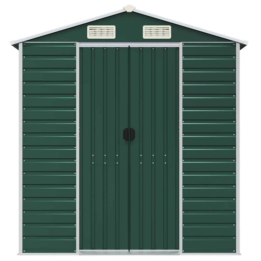 Green Galvanised Steel Garden Shed 191x725x198cm