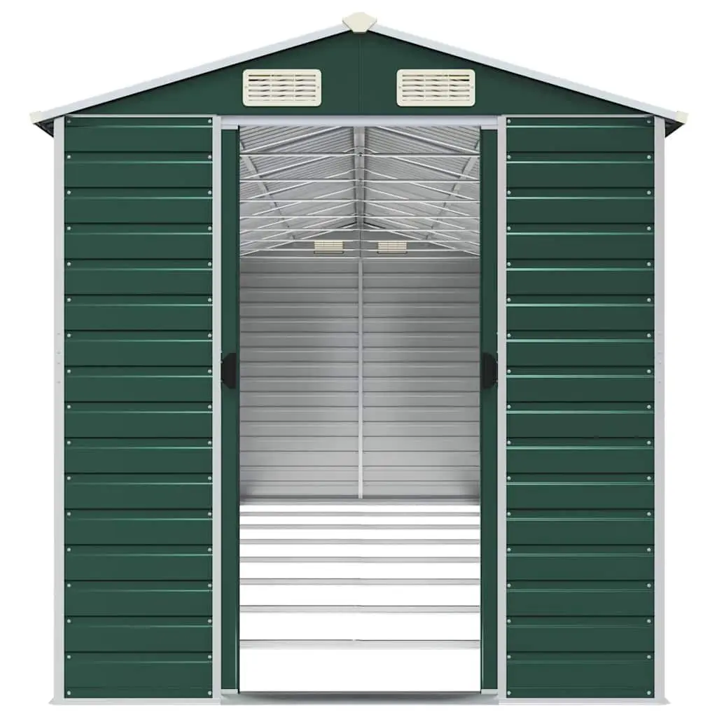 Green Galvanised Steel Garden Shed 191x725x198cm