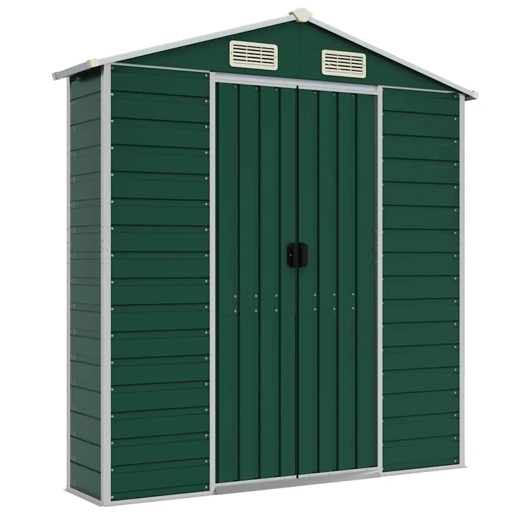 Green Galvanised Steel Garden Shed 191x725x198cm