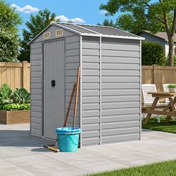 Durable Grey Galvanised Steel Garden Shed 191x130x198cm