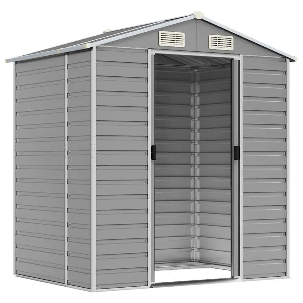 Grey Galvanised Steel Garden Shed 191x130x198cm