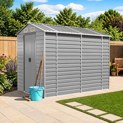 Durable Grey Metal Garden Shed for Outdoor Storage