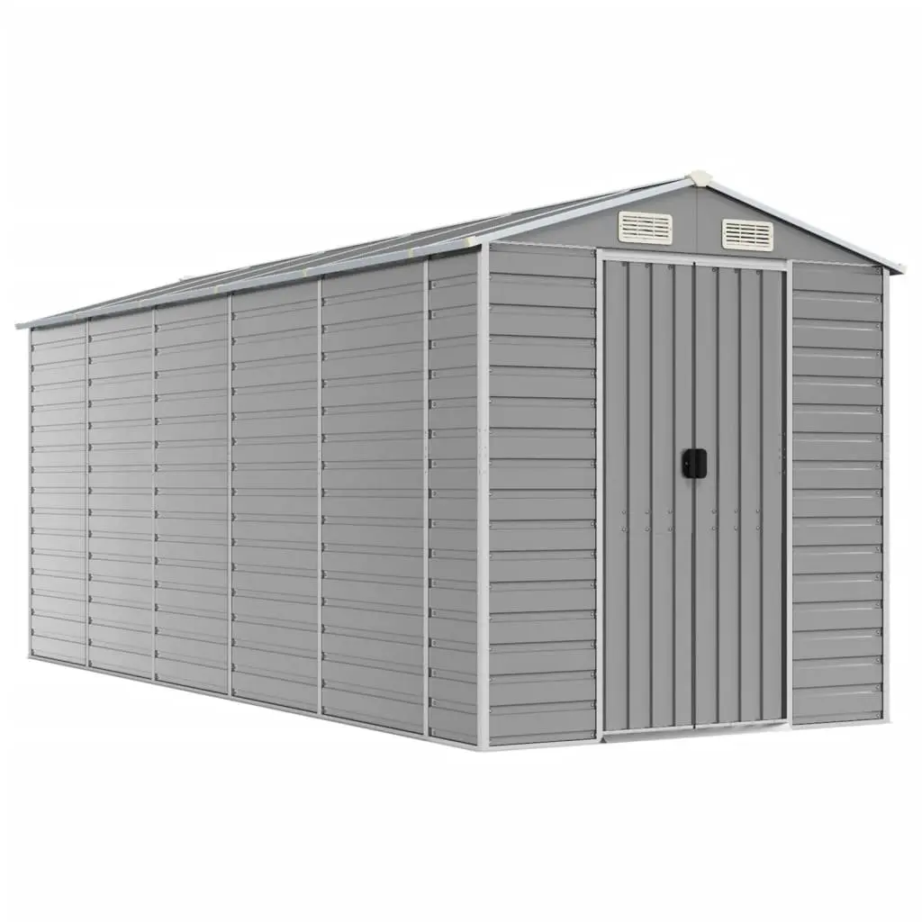 Garden Shed Galvanised Steel 191x470x198cm Grey Outdoor Storage Tool House