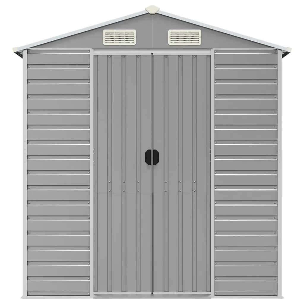 Garden Shed Galvanised Steel 191x470x198cm Grey Outdoor Storage Tool House