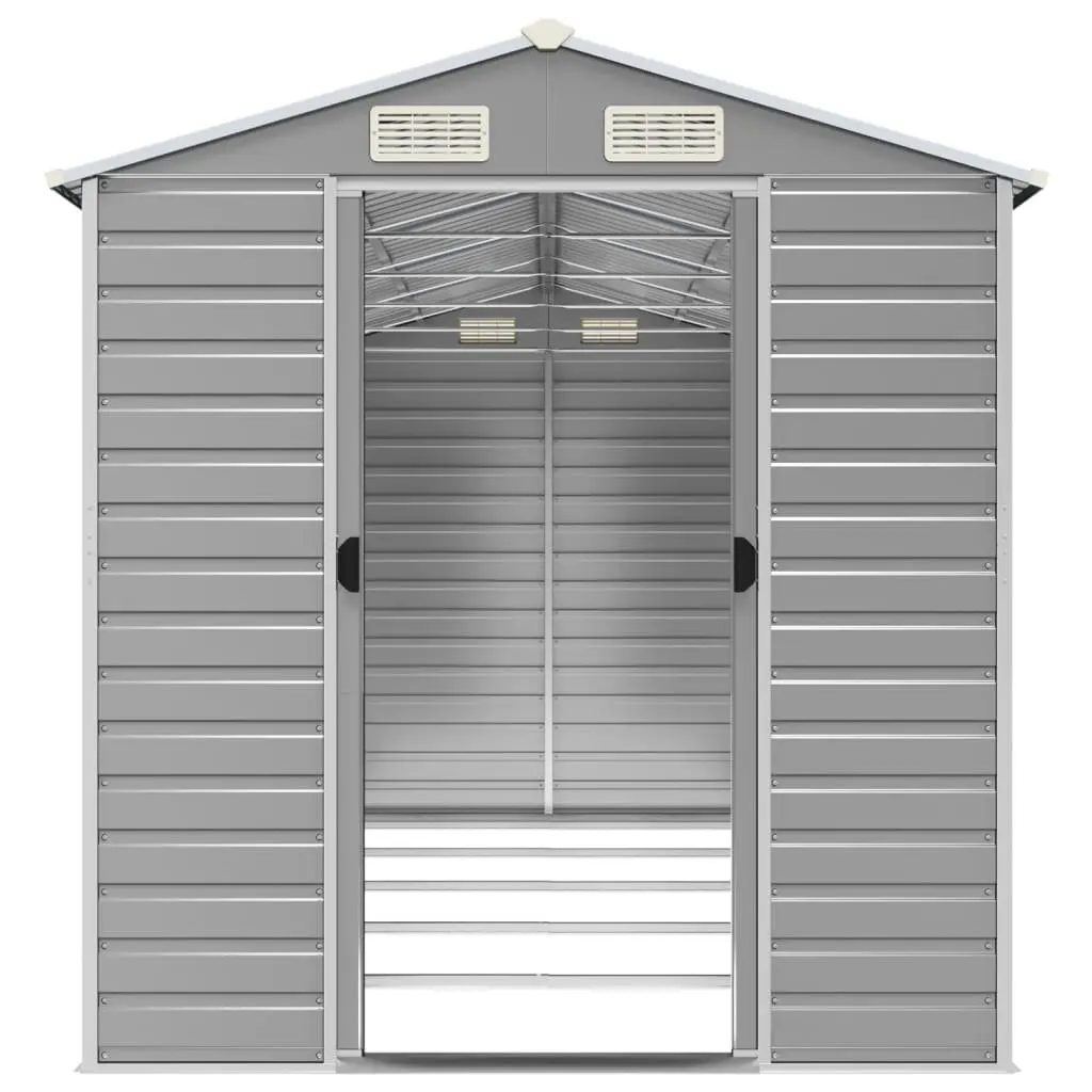 Garden Shed Galvanised Steel 191x470x198cm Grey Outdoor Storage Tool House