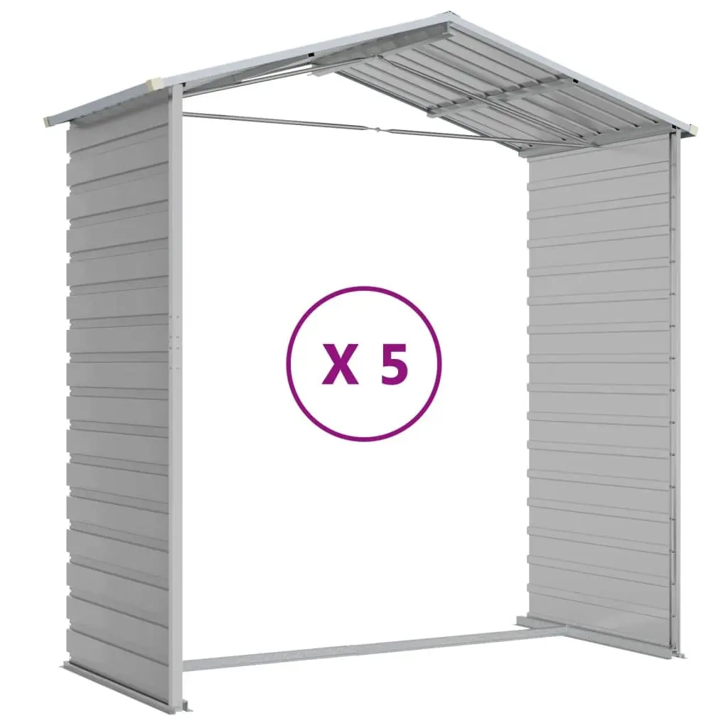 Garden Shed Galvanised Steel 191x470x198cm Grey Outdoor Storage Tool House