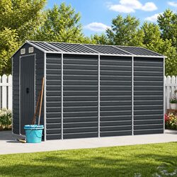 Sturdy Garden Shed in Anthracite 191x300x198 cm