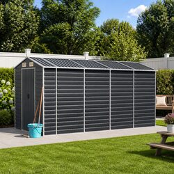 Sturdy Anthracite Garden Shed 191x385x198 cm Steel