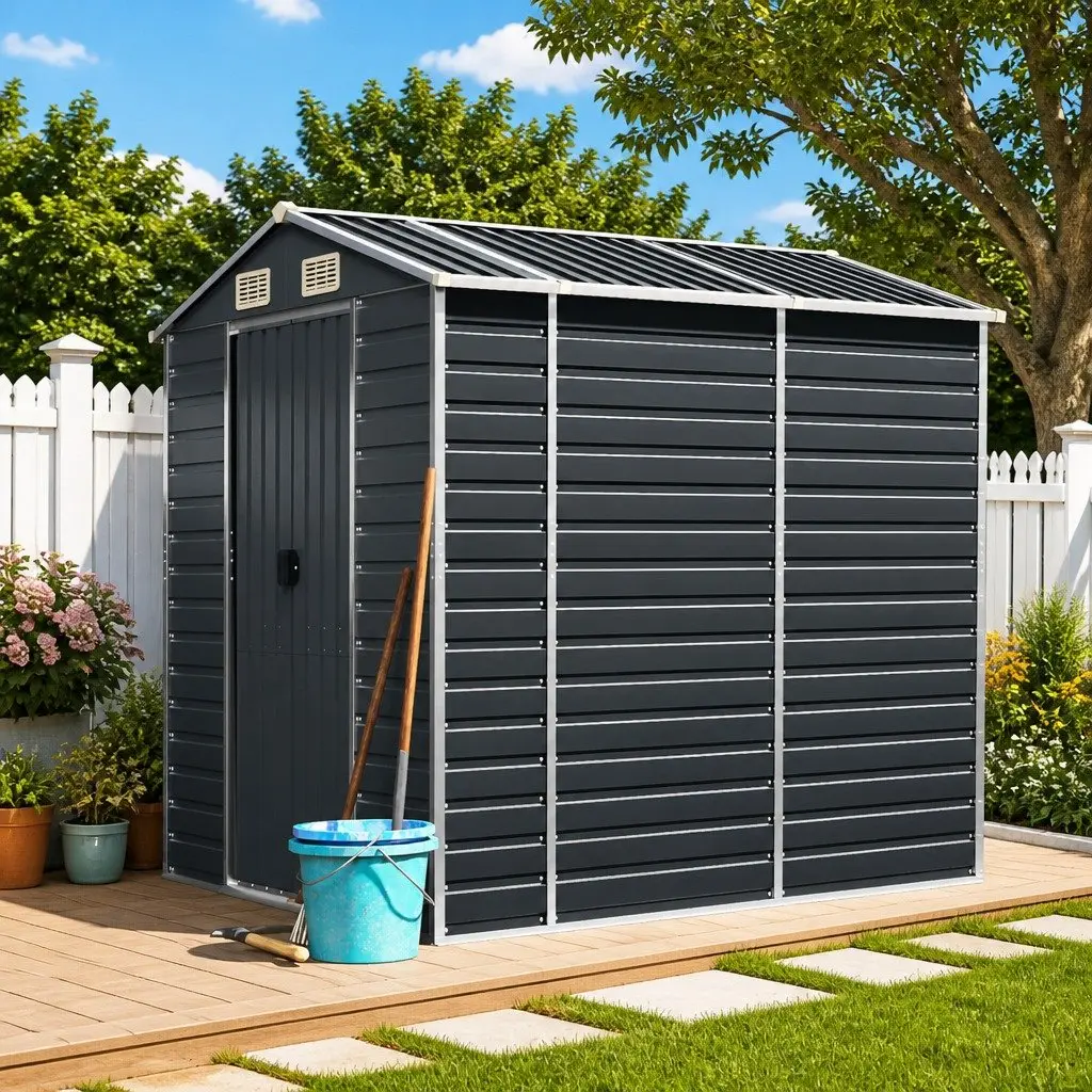 Garden Shed Galvanised Steel 191x980x198cm Anthracite