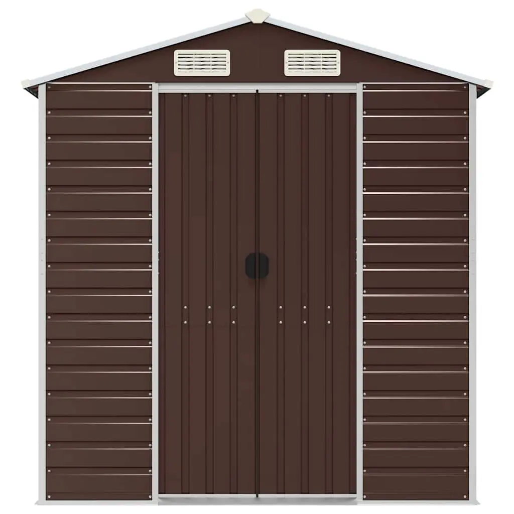 Garden Shed Brown 191x130x198 cm Galvanised Steel Outdoor Storage Tool House
