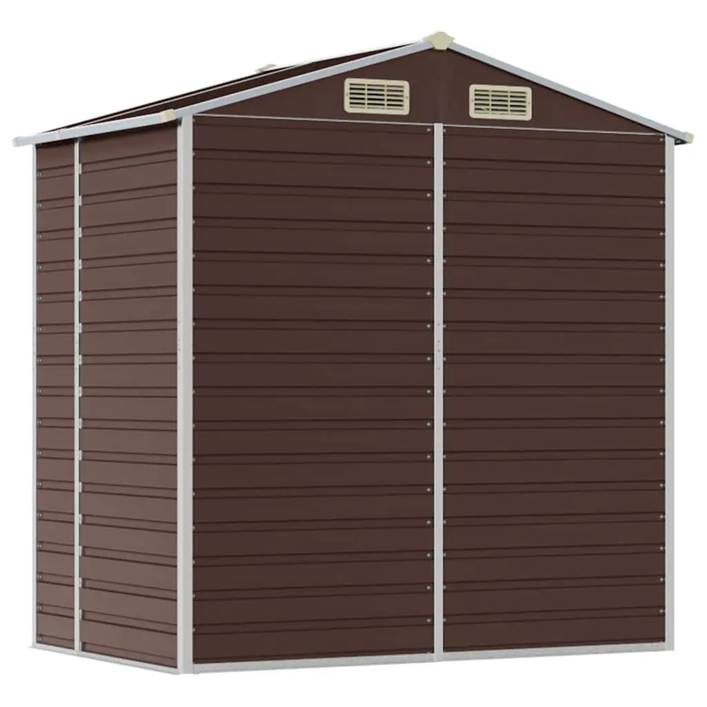 Garden Shed Brown 191x130x198 cm Galvanised Steel Outdoor Storage Tool House