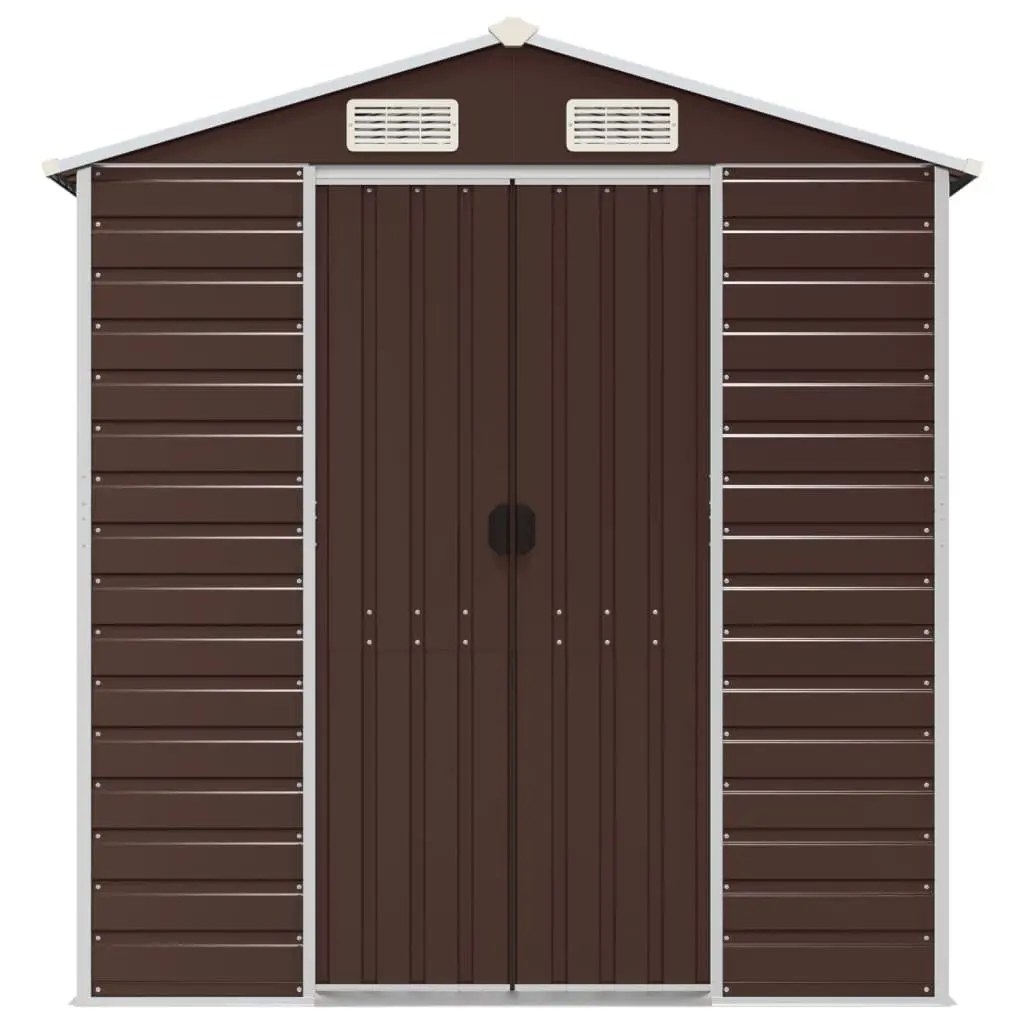 Garden Shed Brown 191x640x198 cm Outdoor Storage Galvanised Steel Tool House