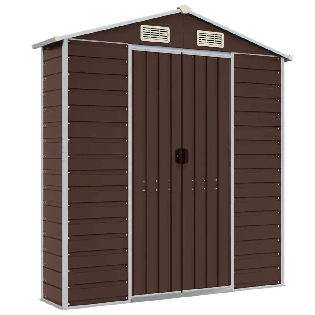 Garden Shed Brown 191x640x198 cm Outdoor Storage Galvanised Steel Tool House