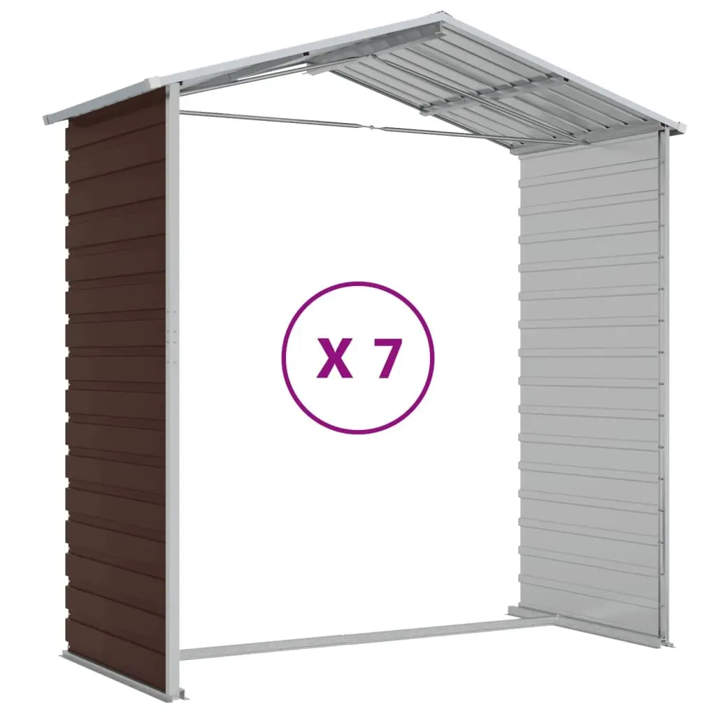 Garden Shed Brown 191x640x198 cm Outdoor Storage Galvanised Steel Tool House