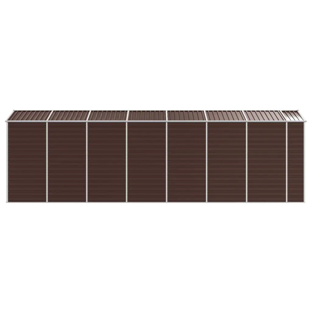 Garden Shed Brown 191x640x198 cm Outdoor Storage Galvanised Steel Tool House