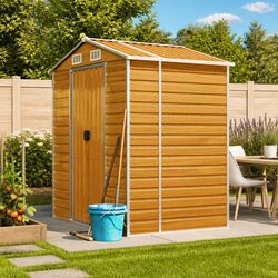 Robust Brown Galvanised Steel Garden Shed 191x130x198cm