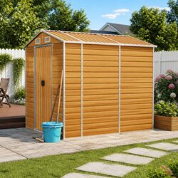 Durable Brown Galvanised Steel Garden Shed 191x215x198cm