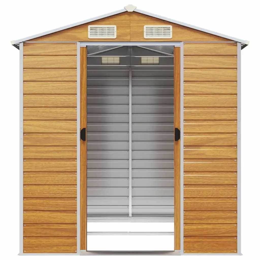 Brown Galvanised Steel Garden Shed 191x215x198cm