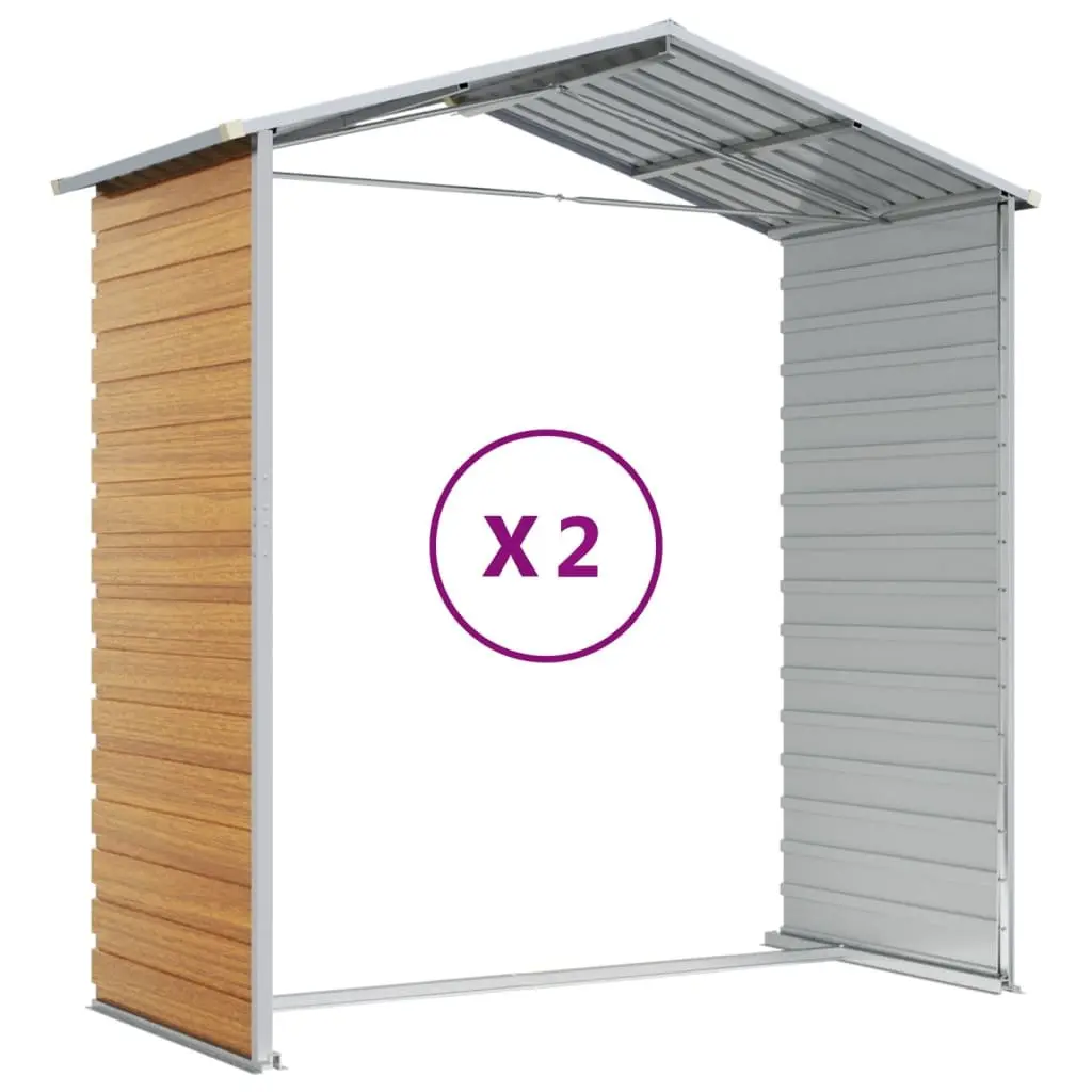 Brown Galvanised Steel Garden Shed 191x215x198cm